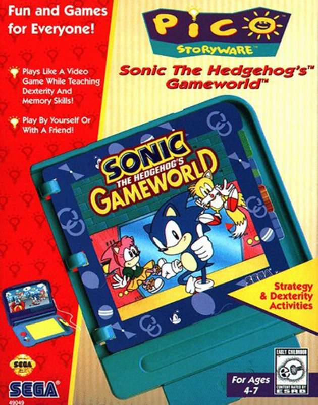 Sonic The Hedgehog's Gameworld box art for Sega Pico